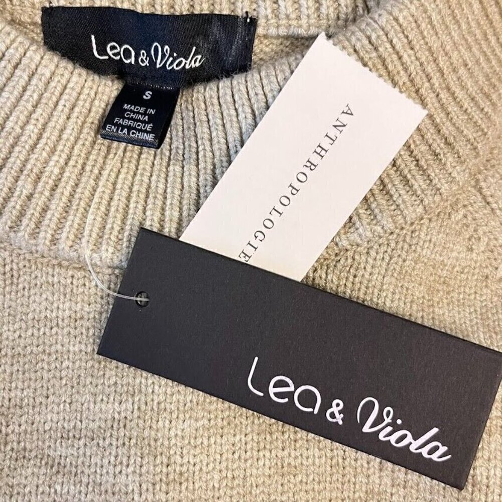 Anthropologie Lea & Viola Pullover Sweater Boho Academia Preppy Oversized NWT S - Picture 8 of 10